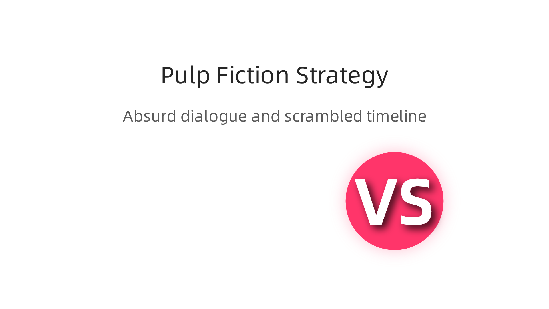 An infographic depicting 'Pulp Fiction's' unique content strategy, combining absurdist dialogue and nonlinear storytelling to engage audiences.