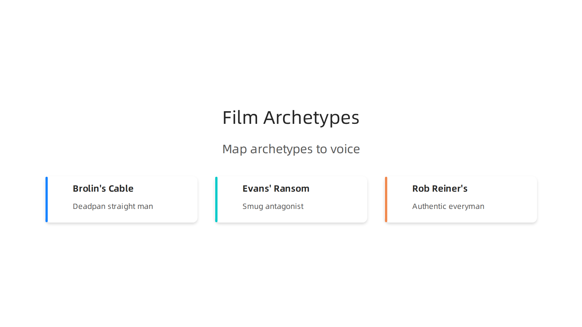 Translate iconic film archetypes into your content personality for unique and engaging brand messaging.