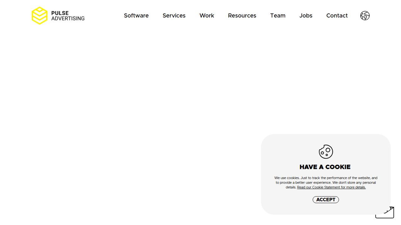 A screenshot of the Pulse Advertising homepage, a resource for social media and meme culture marketing insights.