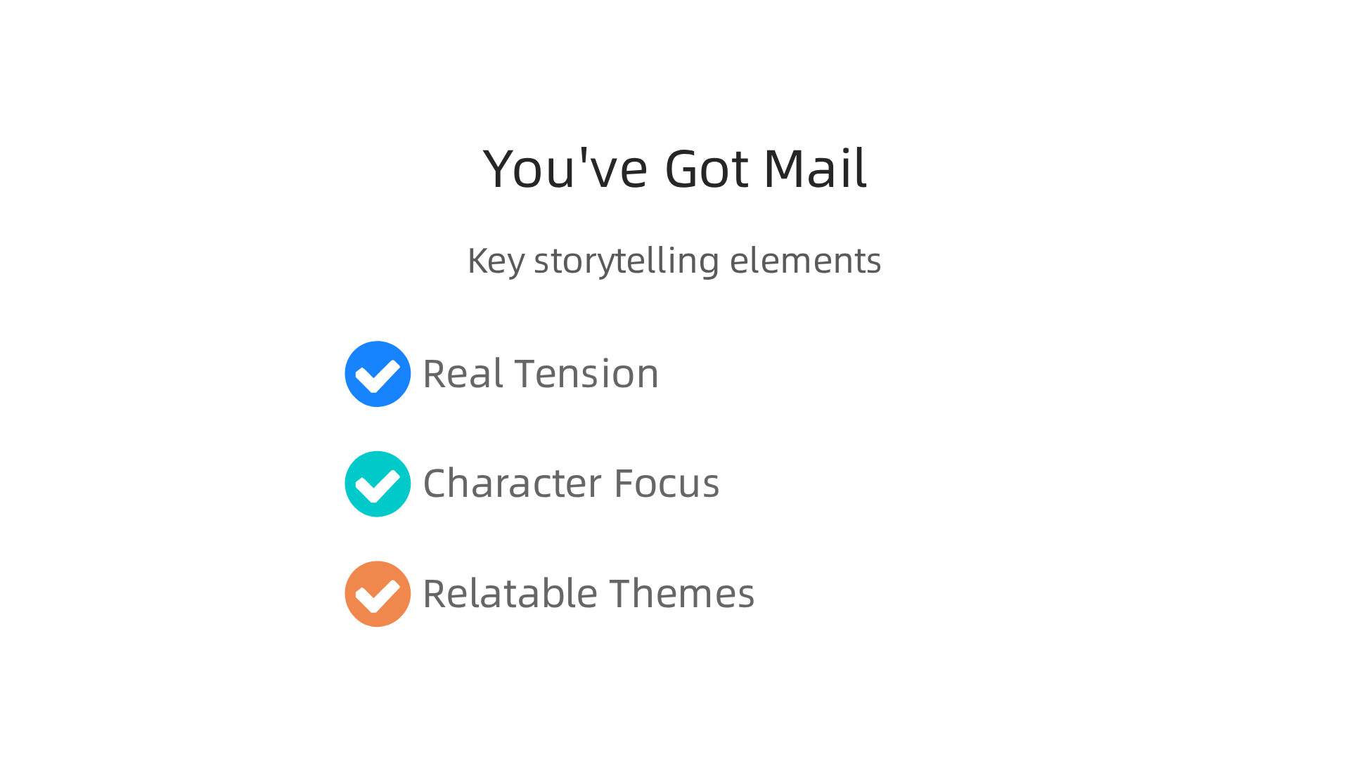 Key takeaways from 'You've Got Mail' for content creators, highlighting elements of compelling storytelling.